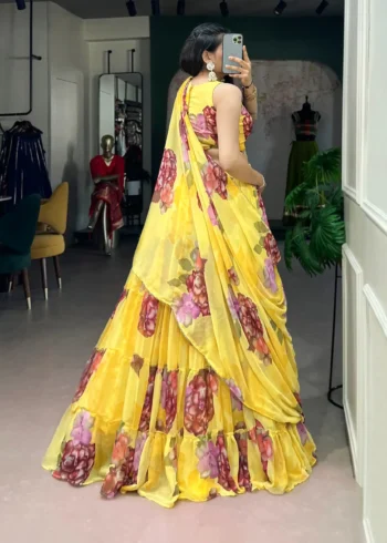 Floral Printed Chiffon Festive Lightweight Lehenga Choli