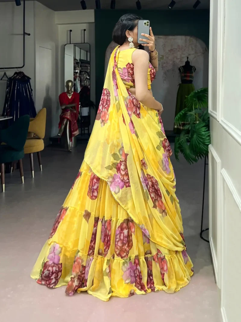 Floral Printed Chiffon Festive Lightweight Lehenga Choli