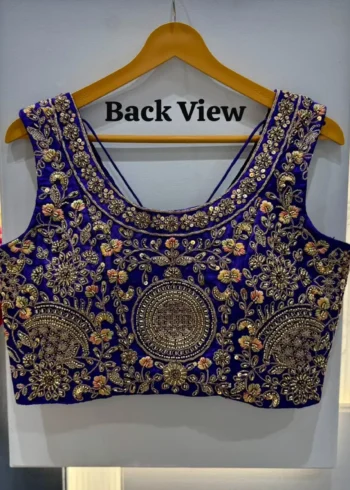 Heavy Codding Sequence Beads Work V Neck Wedding Blouse