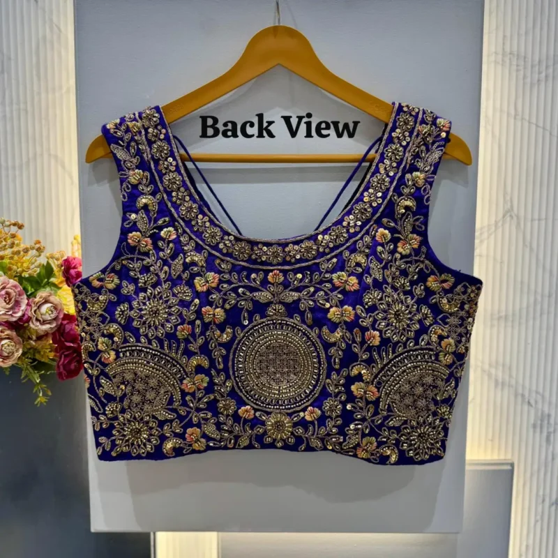 Heavy Codding Sequence Beads Work V Neck Wedding Blouse
