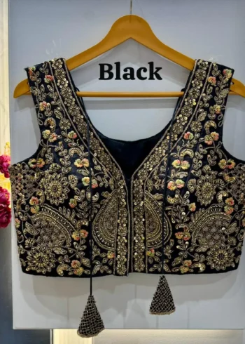 Heavy Codding Sequence Beads Work V Neck Wedding Blouse