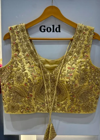 Heavy Codding Sequence Beads Work V Neck Wedding Blouse
