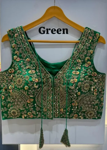 Heavy Codding Sequence Beads Work V Neck Wedding Blouse