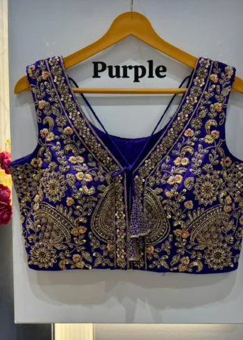 Heavy Codding Sequence Beads Work V Neck Wedding Blouse