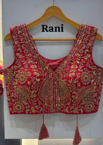 Heavy Codding Sequence Beads Work V Neck Wedding Blouse
