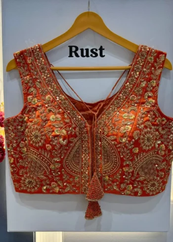 Heavy Codding Sequence Beads Work V Neck Wedding Blouse