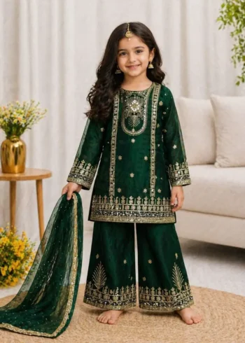 Fendy Silk Designer Wedding Salwar Suit For Kids Girls