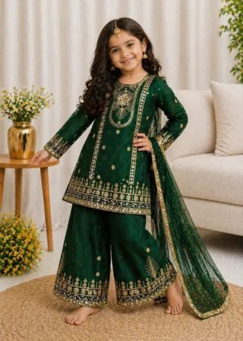 Fendy Silk Designer Wedding Salwar Suit For Kids Girls