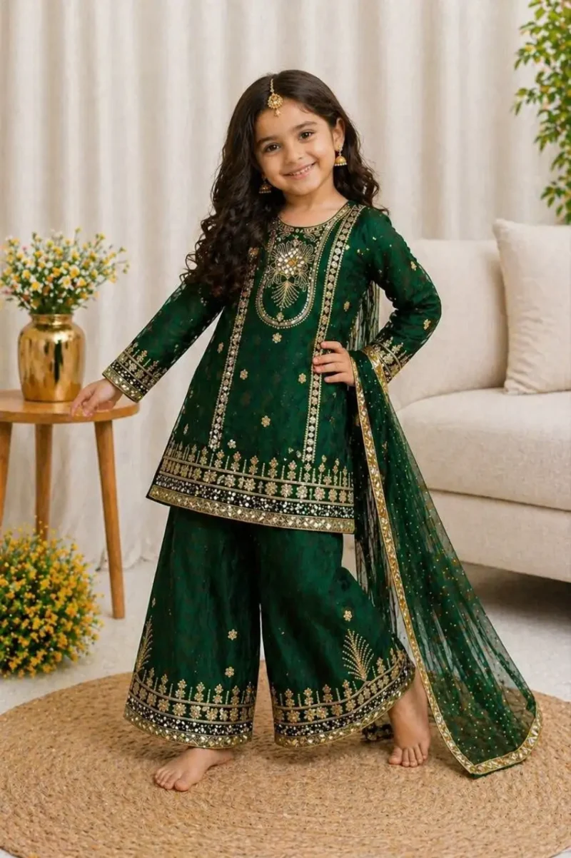 Fendy Silk Designer Wedding Salwar Suit For Kids Girls