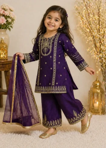 Fendy Silk Designer Wedding Salwar Suit For Kids Girls