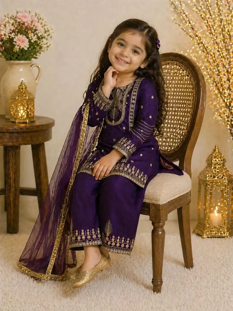 Fendy Silk Designer Wedding Salwar Suit For Kids Girls