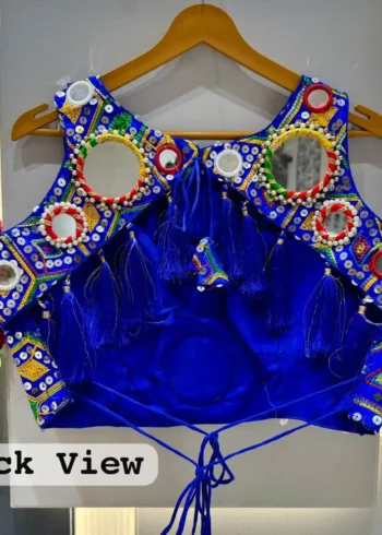 Kaudi Hand Mirror And Traditional Kutchi Work Style Blouse For Navratri