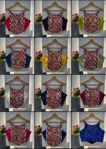 Kaudi Hand Mirror Work Corset Style Navratri Blouse