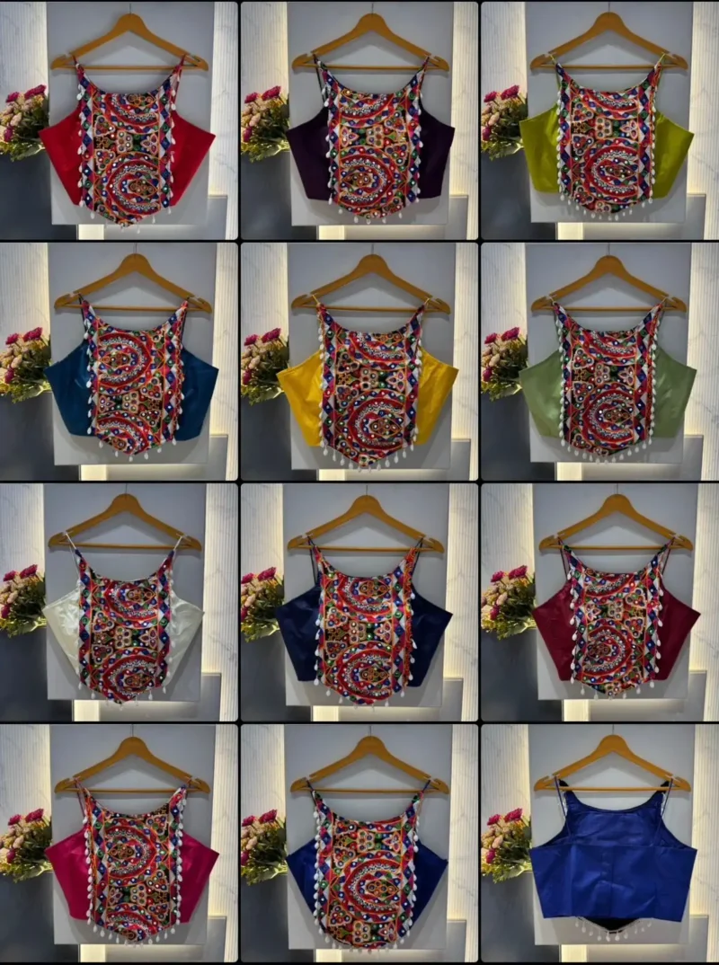 Kaudi Hand Mirror Work Corset Style Navratri Blouse