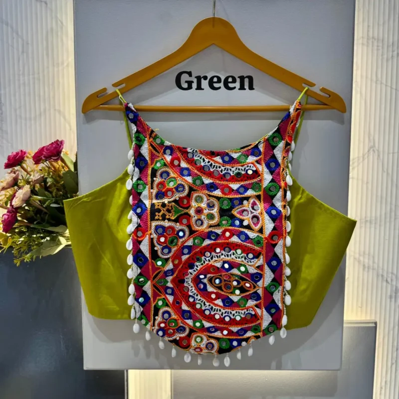 Kaudi Hand Mirror Work Corset Style Navratri Blouse