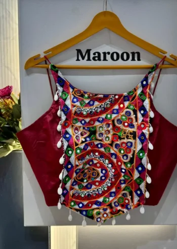 Kaudi Hand Mirror Work Corset Style Navratri Blouse