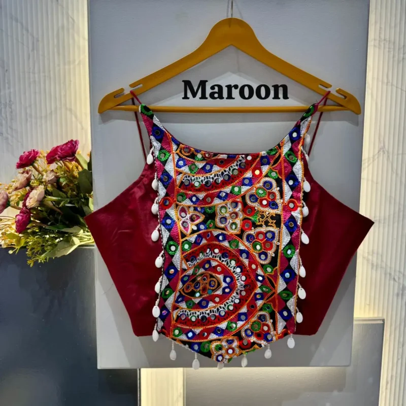 Kaudi Hand Mirror Work Corset Style Navratri Blouse
