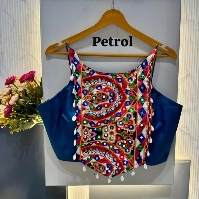 Kaudi Hand Mirror Work Corset Style Navratri Blouse