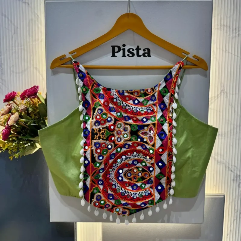 Kaudi Hand Mirror Work Corset Style Navratri Blouse