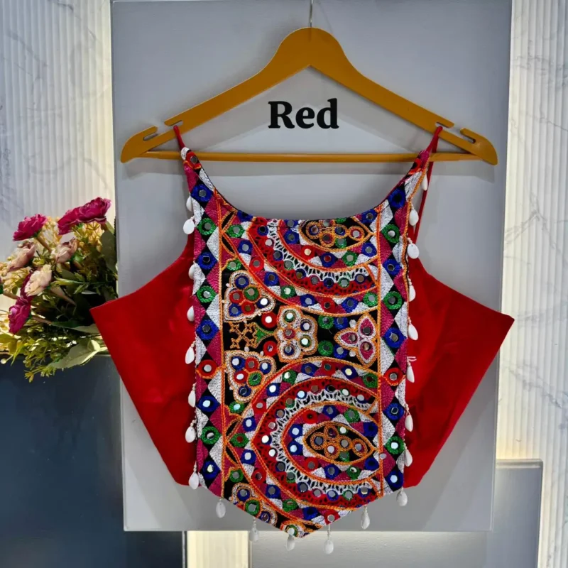 Kaudi Hand Mirror Work Corset Style Navratri Blouse