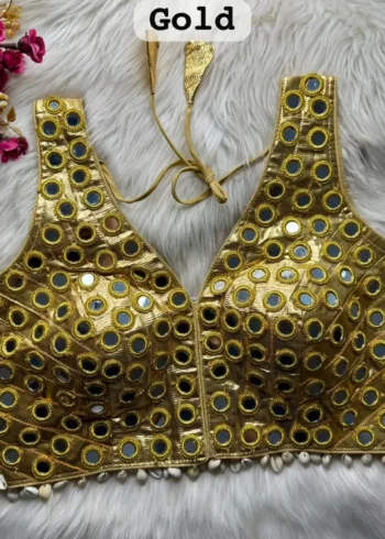 navratri special real mirror and kaudi work sleeveless blouse