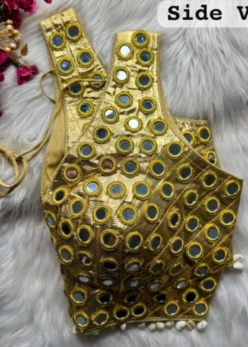navratri special real mirror and kaudi work sleeveless blouse