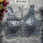 navratri special real mirror and kaudi work sleeveless blouse
