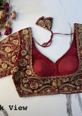 New Sabyasachi Inspired Heavy Embosed Long Stitch Work Blouse