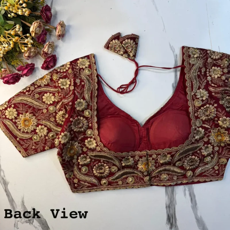 New Sabyasachi Inspired Heavy Embosed Long Stitch Work Blouse