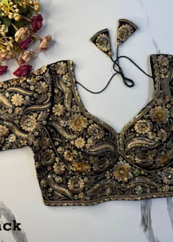 New Sabyasachi Inspired Heavy Embosed Long Stitch Work Blouse
