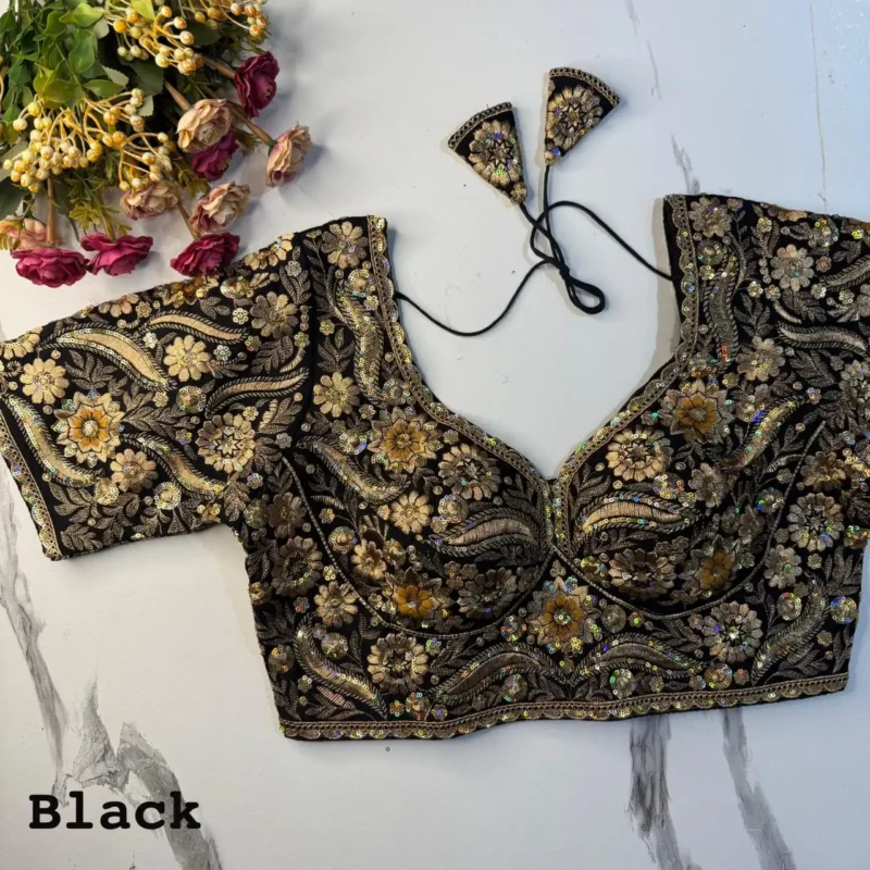 New Sabyasachi Inspired Heavy Embosed Long Stitch Work Blouse
