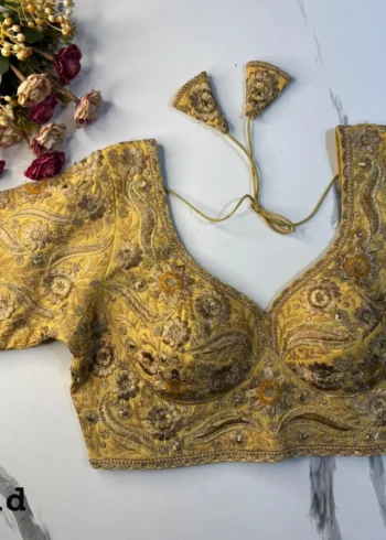 New Sabyasachi Inspired Heavy Embosed Long Stitch Work Blouse