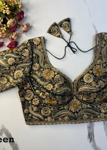 New Sabyasachi Inspired Heavy Embosed Long Stitch Work Blouse