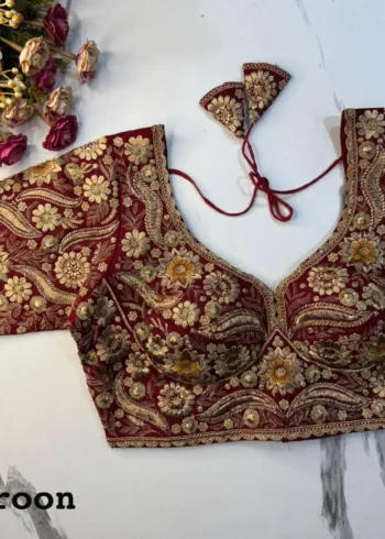 New Sabyasachi Inspired Heavy Embosed Long Stitch Work Blouse