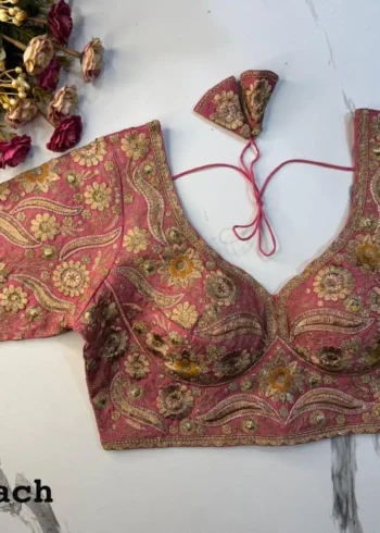 New Sabyasachi Inspired Heavy Embosed Long Stitch Work Blouse