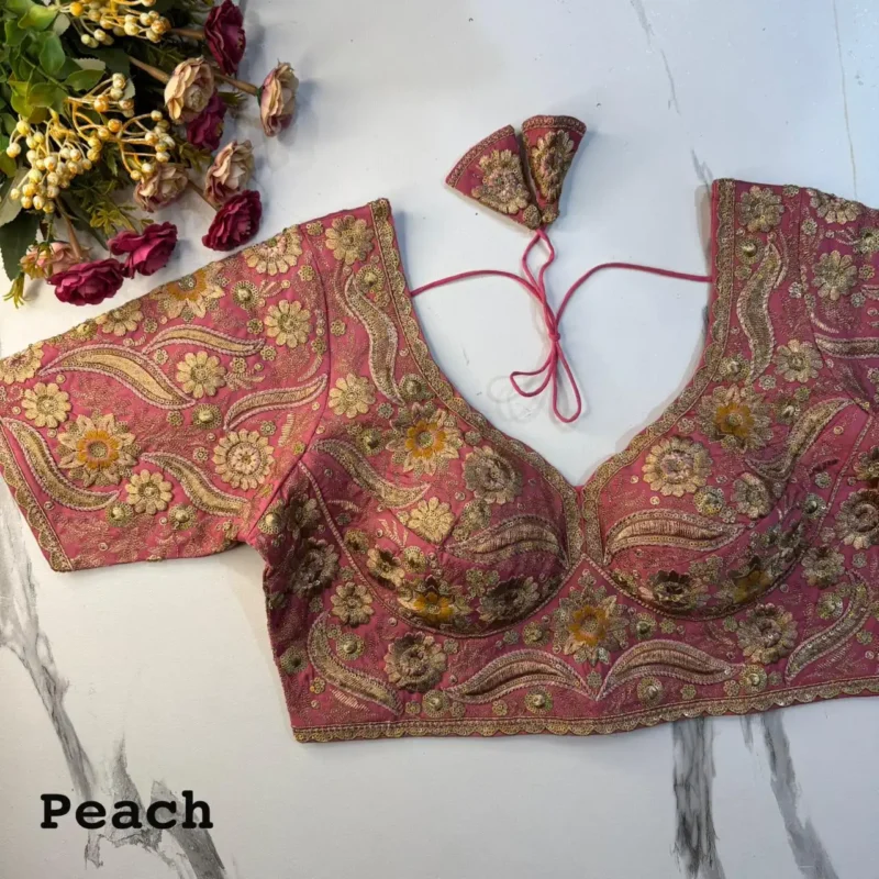 New Sabyasachi Inspired Heavy Embosed Long Stitch Work Blouse