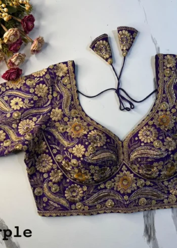 New Sabyasachi Inspired Heavy Embosed Long Stitch Work Blouse