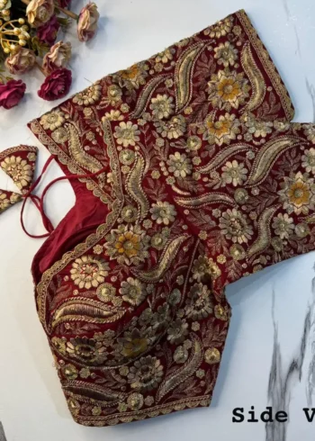 New Sabyasachi Inspired Heavy Embosed Long Stitch Work Blouse
