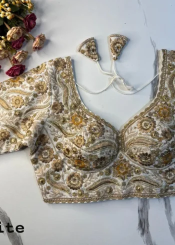 New Sabyasachi Inspired Heavy Embosed Long Stitch Work Blouse