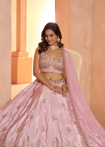 Pastel Purple And Pink Floral Embroidered Designer Bridal Lehenga