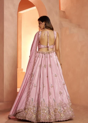 Pastel Purple And Pink Floral Embroidered Designer Bridal Lehenga