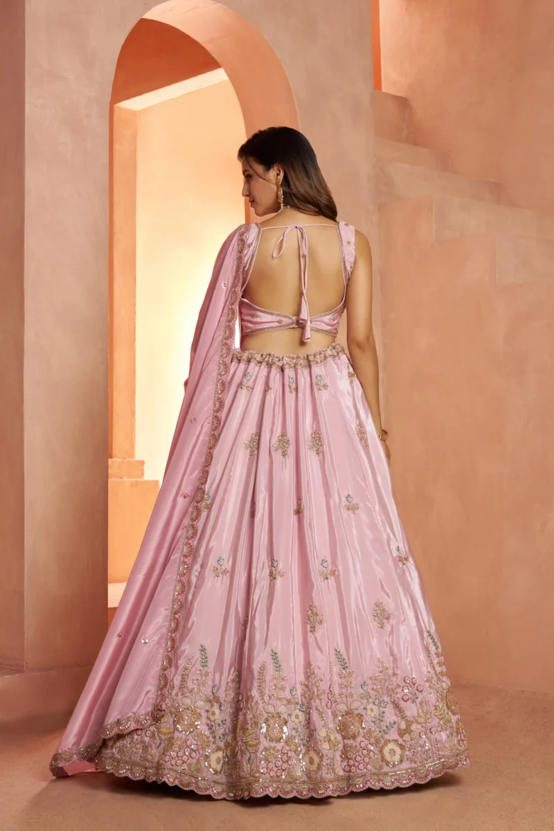 Pastel Purple And Pink Floral Embroidered Designer Bridal Lehenga