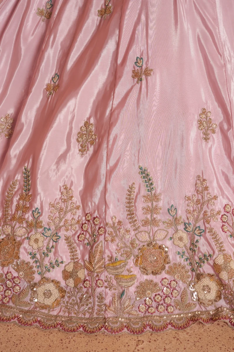 Pastel Purple And Pink Floral Embroidered Designer Bridal Lehenga