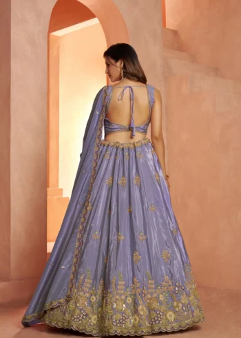 Pastel Purple And Pink Floral Embroidered Designer Bridal Lehenga