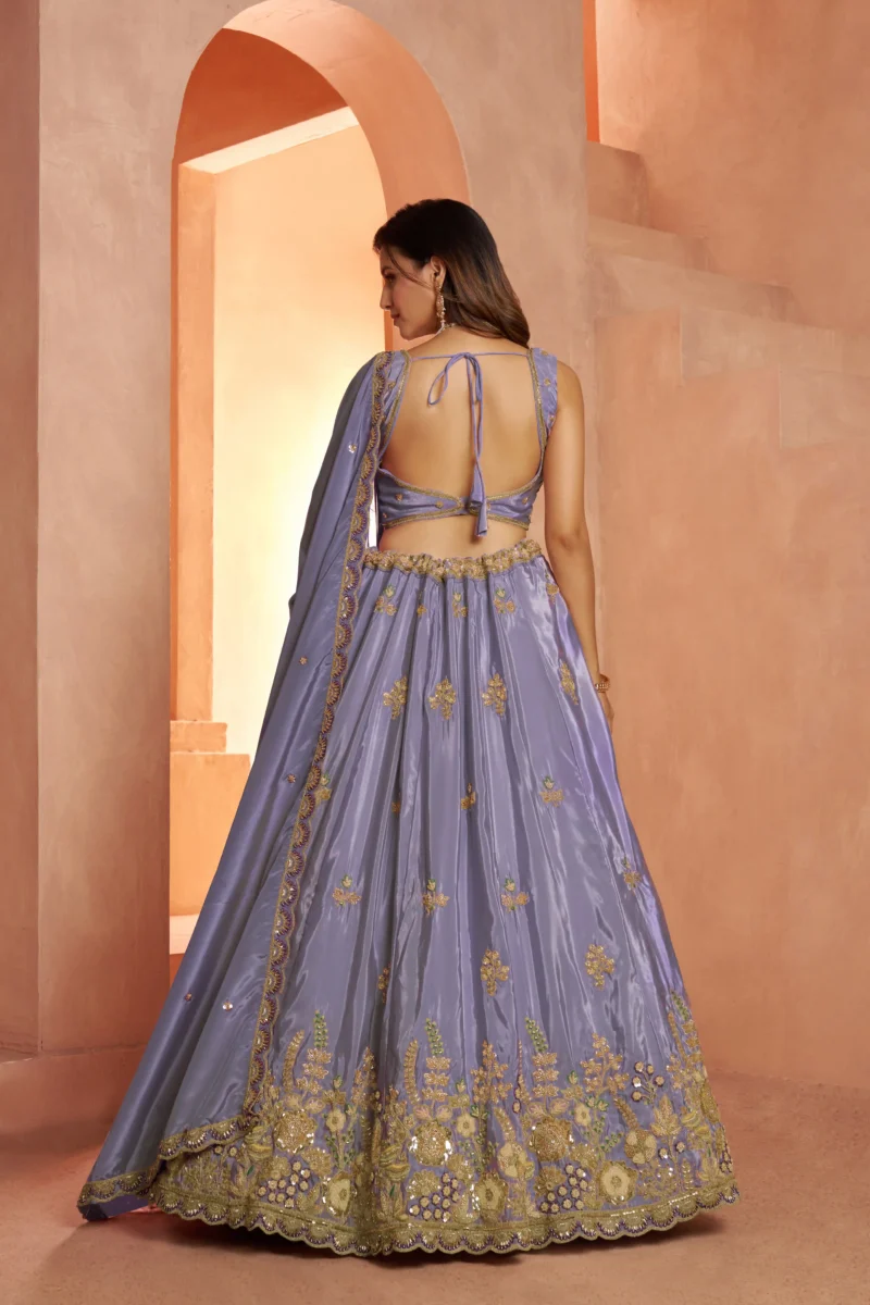 Pastel Purple And Pink Floral Embroidered Designer Bridal Lehenga
