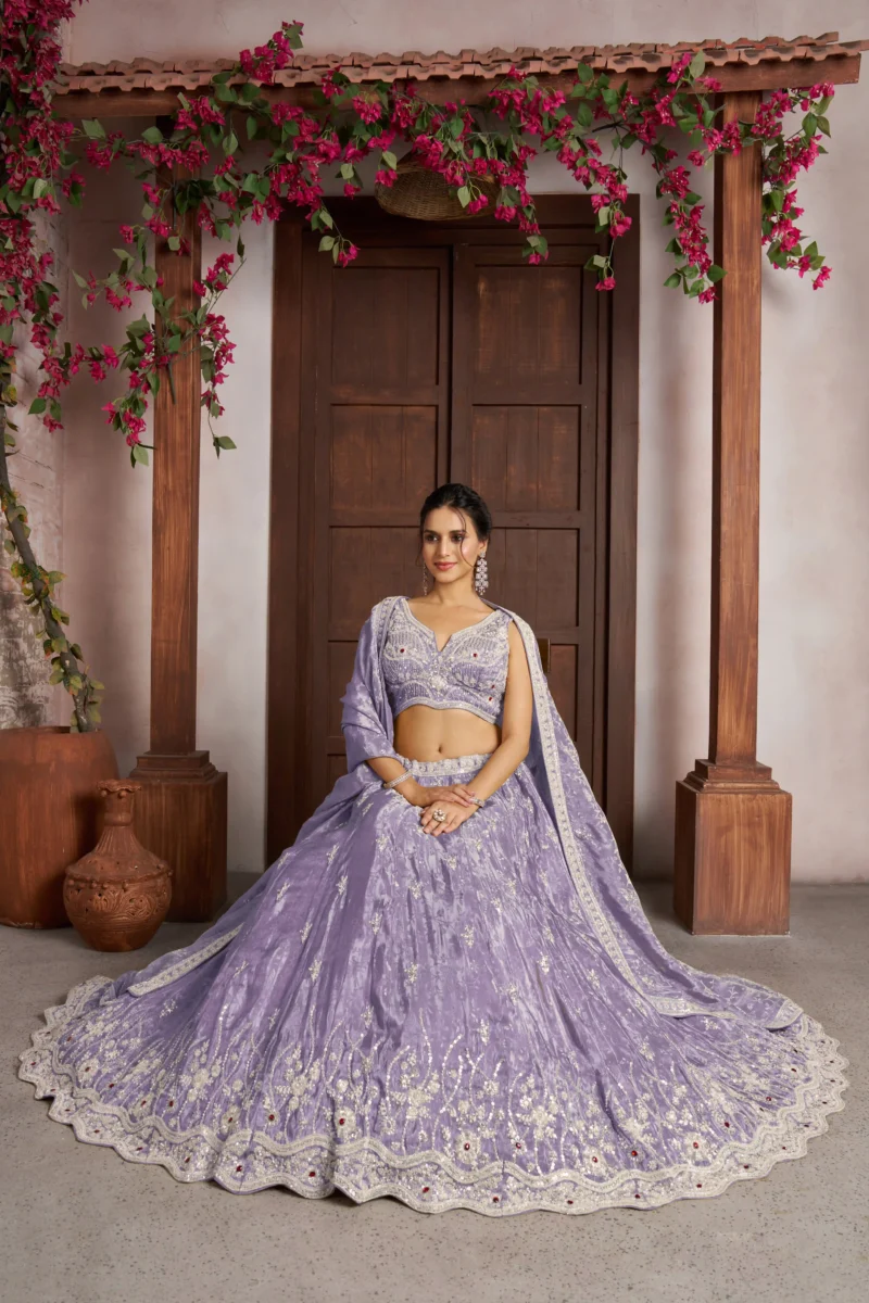 Radiant Haldi Mehendi Special Lehenga In Banarasi Tissue Fabric