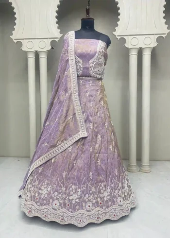 Radiant Haldi Mehendi Special Lehenga In Banarasi Tissue Fabric