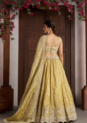 Radiant Haldi Mehendi Special Lehenga In Banarasi Tissue Fabric