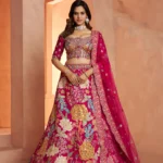 Rani Pink Color Bridal Lehenga With Mirror Embellishments Floral Artistry Inspired By Abhinav Mishra
