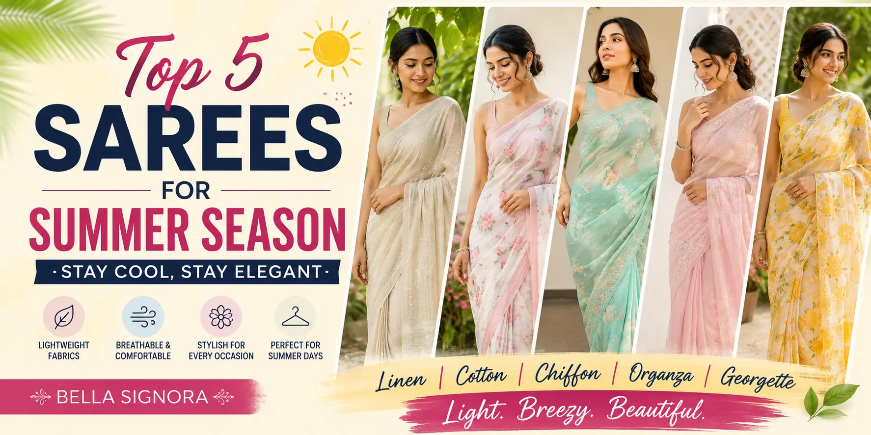 Top 5 Sarees for Summer Season to Stay Comfortable and Elegant 1 sarees for summer season